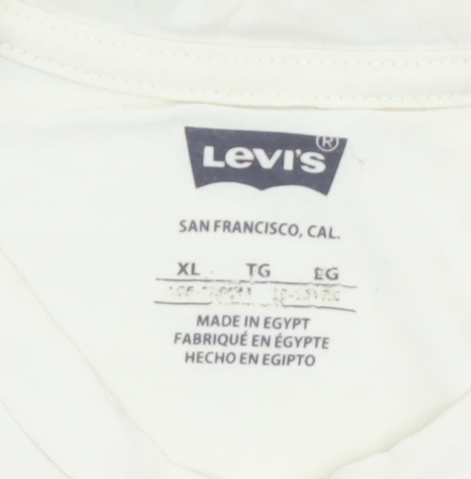Levi's Girls Ivory XL Graphic Logo Cotton T-Shirt Short Sleeve