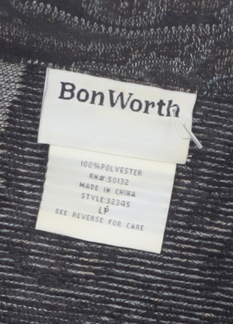 BonWorth Women’s Grey Paisley Zip Jacket L Classic Mid-Length