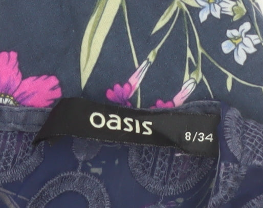 Oasis Women's Multicoloured Floral Lace Sleeveless Blouse Size 8