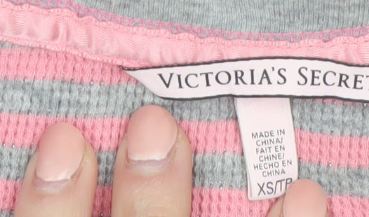 Victoria's Secret Women's Pink Striped Long Sleeve Pyjama Top XS
