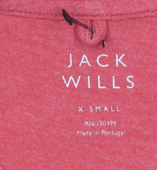 Jack Wills Mens Red Crew Neck Short Sleeve T-Shirt XS Classic Fit