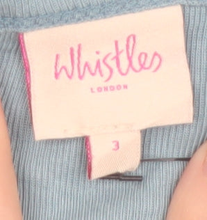 Whistles Women Blue V-Neck 3/4 Sleeve Basic Jersey Top Size 12