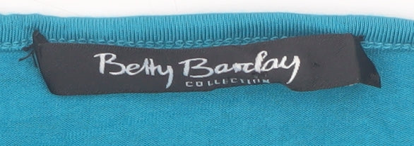 Betty Barclay Women's Blue 3/4 Sleeve Bow V-Neck Tunic Top Size 16