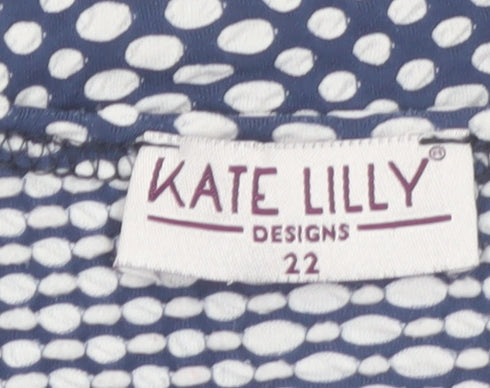 Kate Lilly Womens Blue Geometric Jersey T-Shirt Size 22