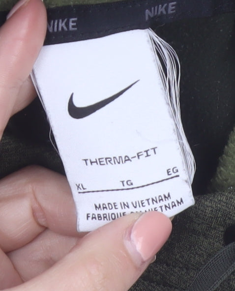 Nike Men's Green XL Therma-Fit Full Zip Sports Hoodie