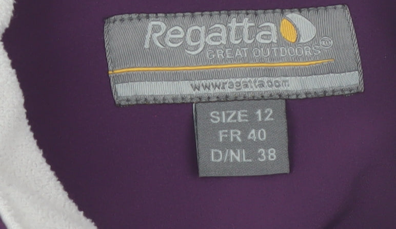 Regatta Women’s Purple Softshell Zip Jacket Size 12 Windproof Outdoor