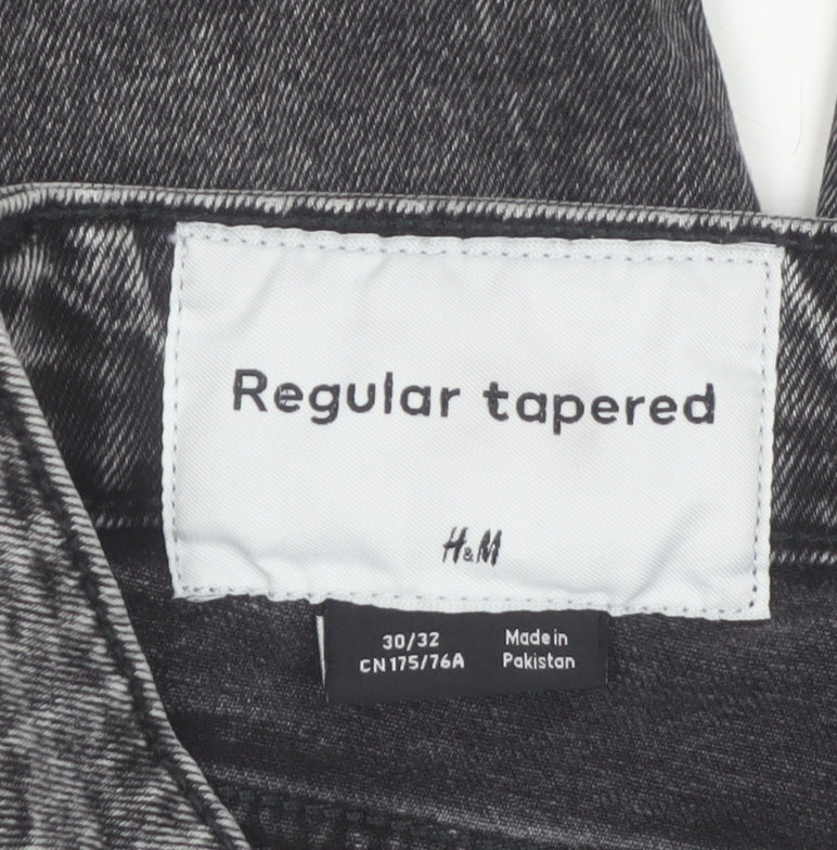 H&M Men's Grey Regular Tapered Denim Jeans 30W 32L