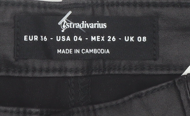 Stradivarius Women Black Slim Fit Skinny Trousers UK 8