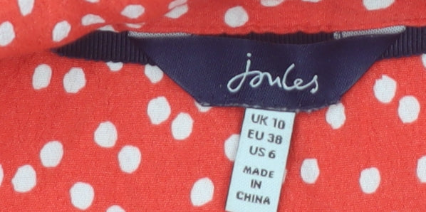 Joules Women Red Polka Dot Viscose A-Line Dress Size 10