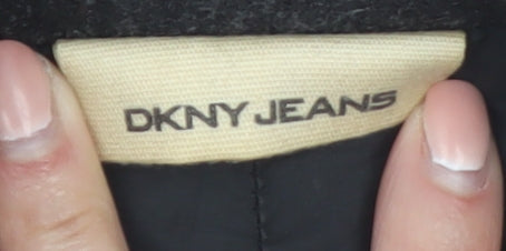 DKNY Jeans Women's Black Wool Mid-Length Zip Coat Size M