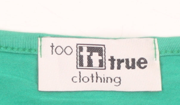 Too True Clothing Women's Green Cropped Tie Long Sleeve Blouse S