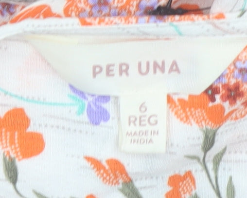 Marks & Spencer Per Una Women's Multicoloured Floral Midi A-Line Dress Size 6