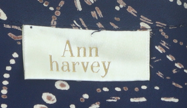 Ann Harvey Women's Blue Geometric Viscose Tunic Blouse Size 22