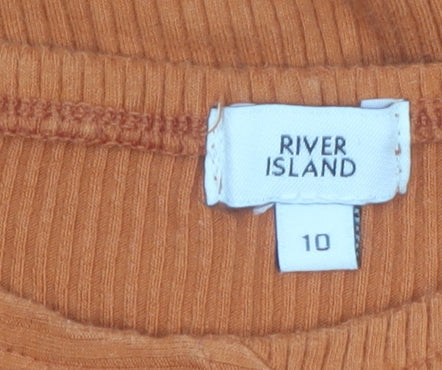 River Island Women’s Orange Off Shoulder Midi Bodycon Dress Size 10