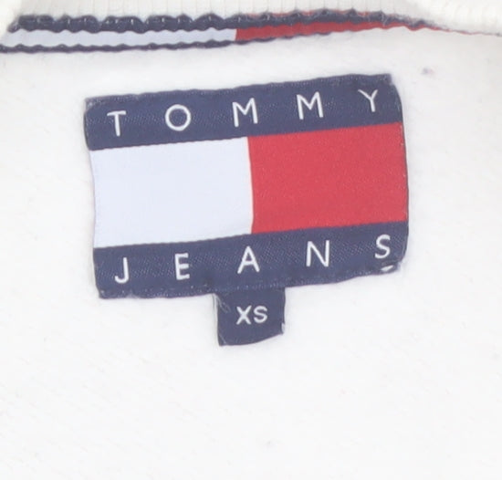 Tommy Jeans Women White XS Pullover Sweatshirt Cotton Crew Neck