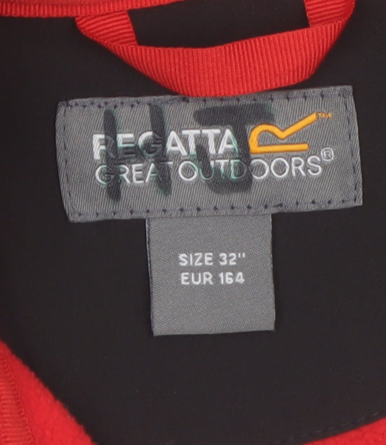 Regatta Boys Black Softshell Jacket 14 Years Full Zip Water Resistant