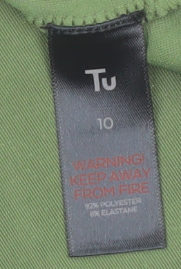 Tu Women’s Green Velvet Roll Neck Short Sleeve Top Size 10