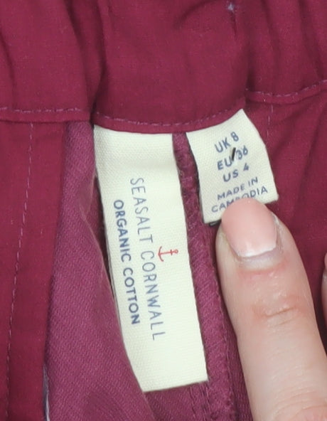 Seasalt Cornwall Women's Burgundy Cropped Trousers UK 8 Organic Cotton