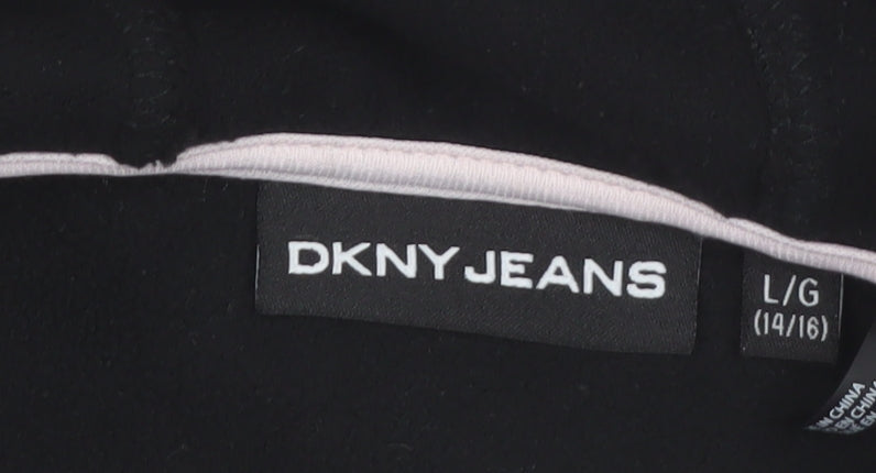 DKNY Jeans Women's Black Full Zip Hooded Sweatshirt Size L