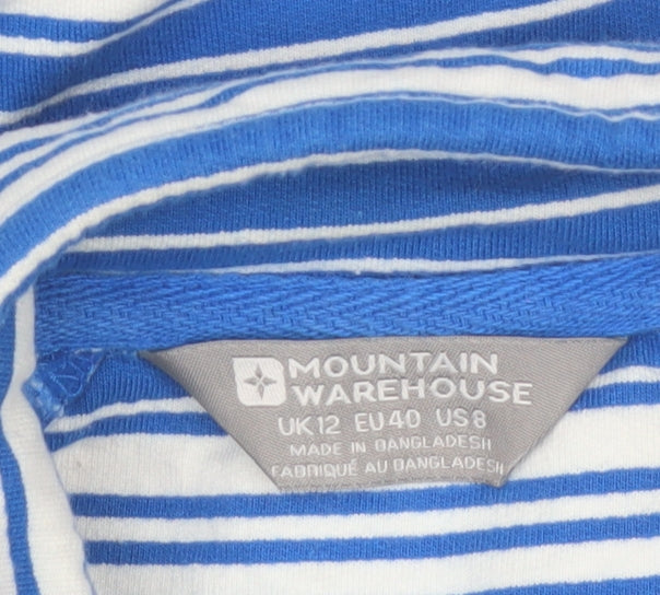 Mountain Warehouse Womens Blue Striped Henley Sweatshirt UK 12 Cotton