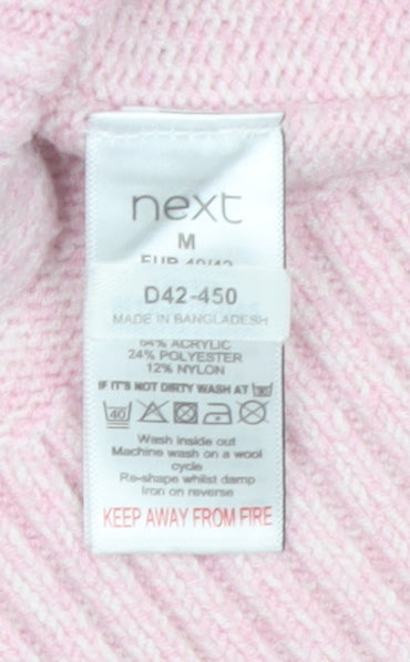 Next Women Pink V-Neck Knit Jumper Medium Acrylic Blend