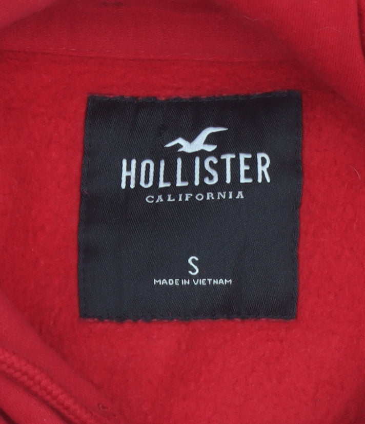 Hollister Men’s Red Pullover Hoodie Small Fleece Logo Sweatshirt