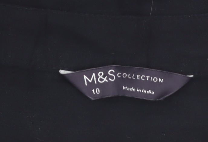Marks & Spencer Womens Black Cotton Short Sleeve Blouse Size 10