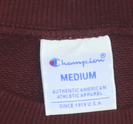 Champion Womens Burgundy Crew Neck Sweatshirt Medium Cotton Blend