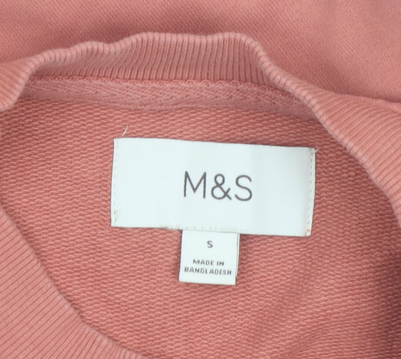 Marks & Spencer Womens Pink Cotton Pullover Sweatshirt Size S