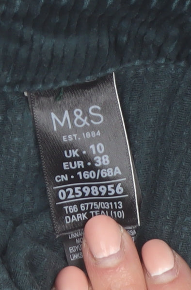 Marks & Spencer Women Blue Corduroy A-Line Short Skirt Size 10
