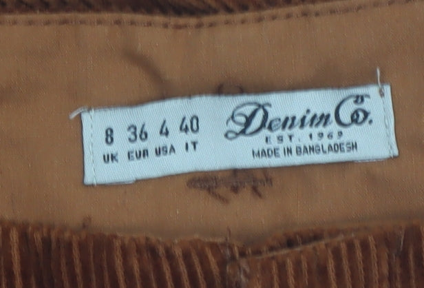 Denim Co. Women's Brown Corduroy Paperbag Wide-Leg Trousers Size 8