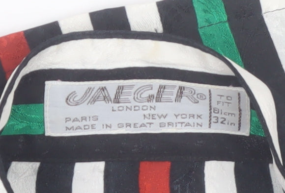 Jaeger Women Multicoloured Silk Striped Long Sleeve Blouse Size 10