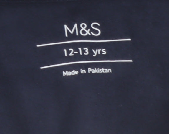 Marks & Spencer Boys Blue 12-13 Years Half Zip Graphic Print Sweatshirt