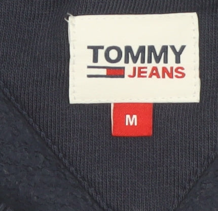 Tommy Jeans Women Navy Blue Crew Neck Pullover Sweatshirt M Cotton Blend