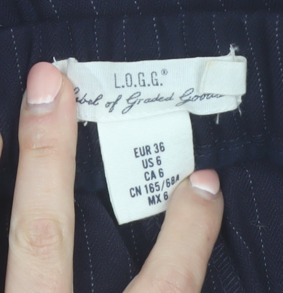 L.O.G.G. Women Black Pinstripe Slim Trousers Size 8