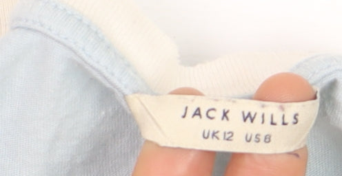 Jack Wills Women's Blue Ringer T-Shirt UK 12