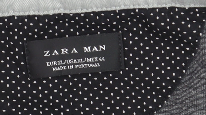 Zara Man Grey Short Sleeve Polo Shirt XL Cotton Blend