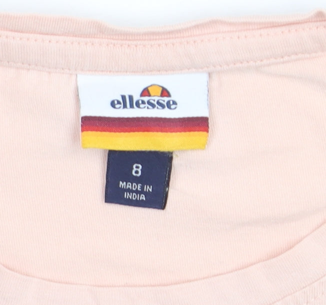 Ellesse Women's Beige Cropped Logo T-Shirt Size 8