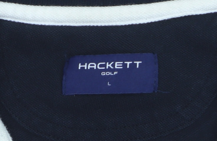 Hackett Golf Men's Navy & Red Cotton Polo Shirt Size L