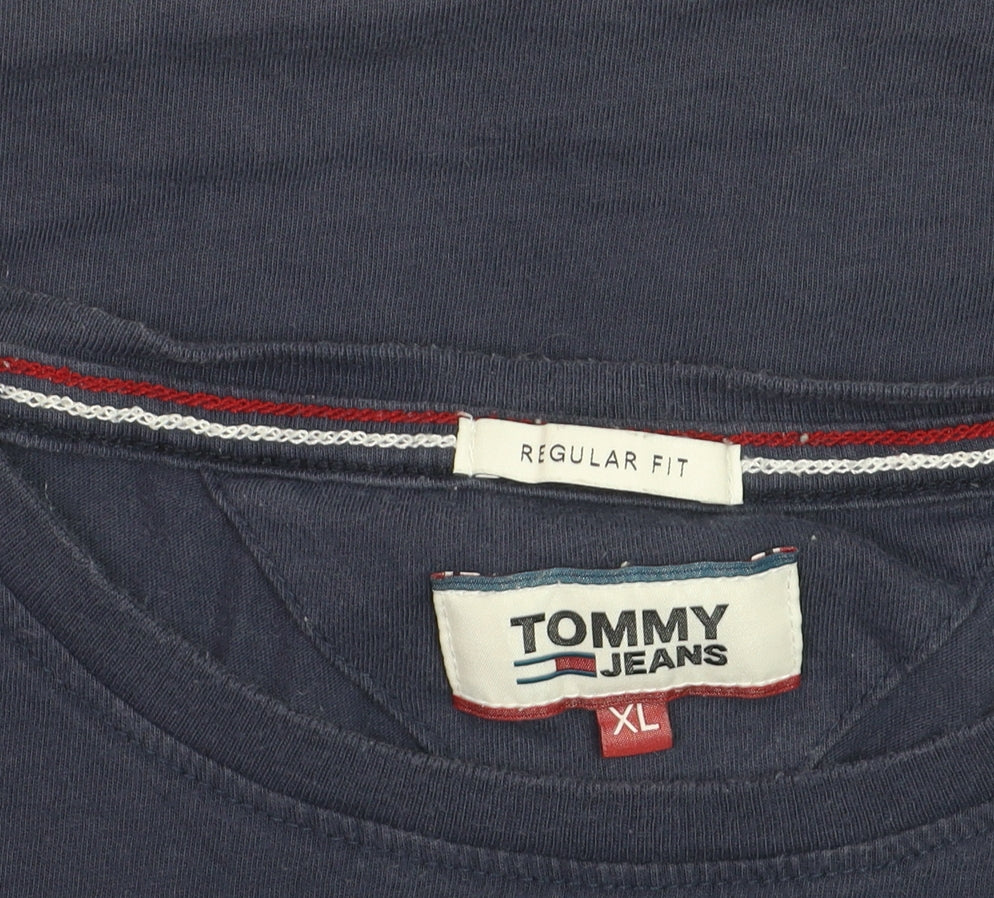 Tommy Jeans Men's Navy Blue XL Regular Fit Cotton T-Shirt