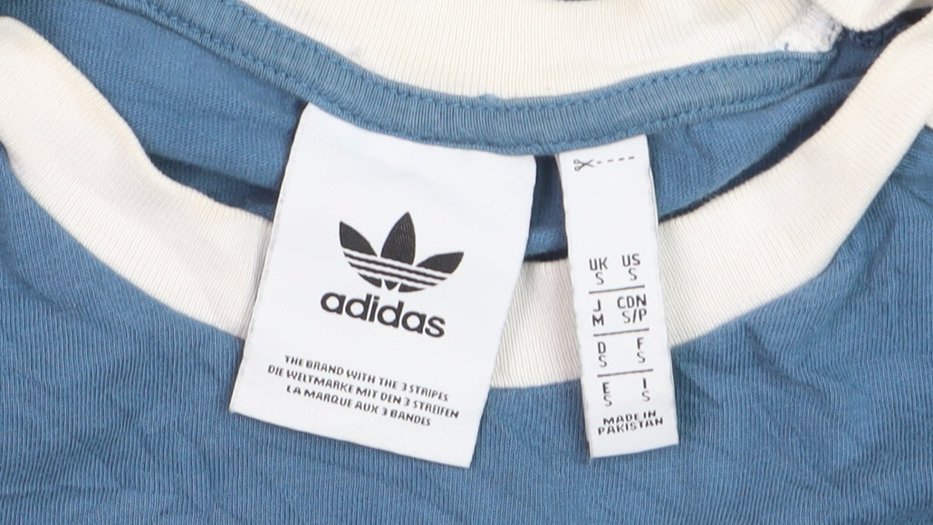 Adidas Men's Blue Crew Neck Short Sleeve Vintage Sports T-Shirt S