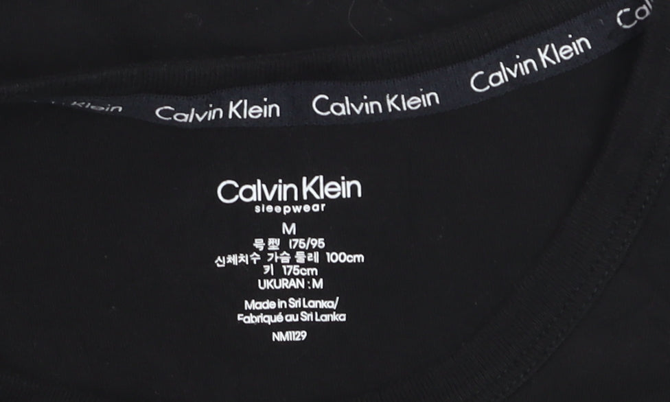 Calvin Klein Men’s Black Cotton Logo Crew Neck Short Sleeve T-Shirt M