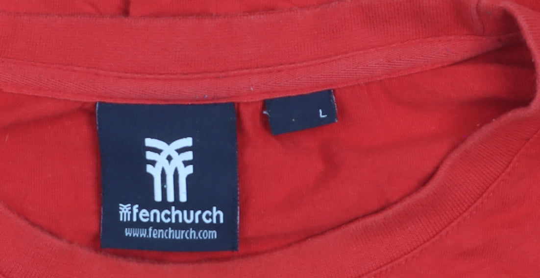 Fenchurch Men's Red Cotton Graphic Logo T-Shirt Size L