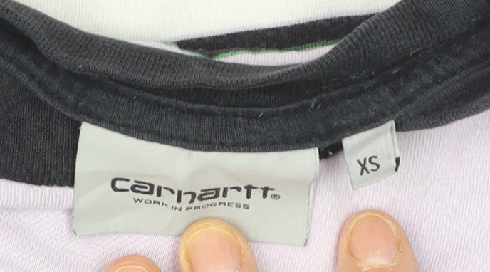 Carhartt Men's Multicoloured Striped Cotton Crew Neck T-Shirt XS