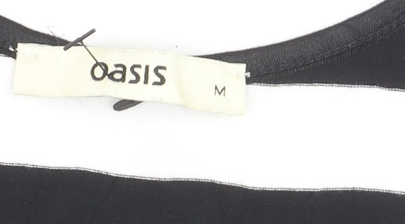 Oasis Women's Black and White Striped Tank Top Size M