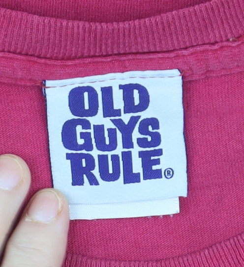 Old Guys Rule Men's Red Graphic T-Shirt Size M Funny Bicycle Print