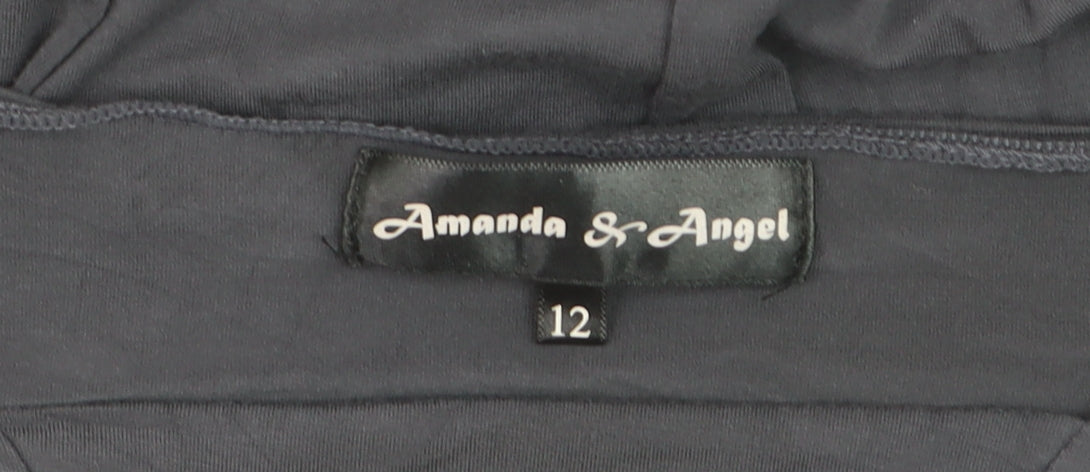 Amanda & Angel Women's Black Size 12 Long Sleeve Tunic Blouse