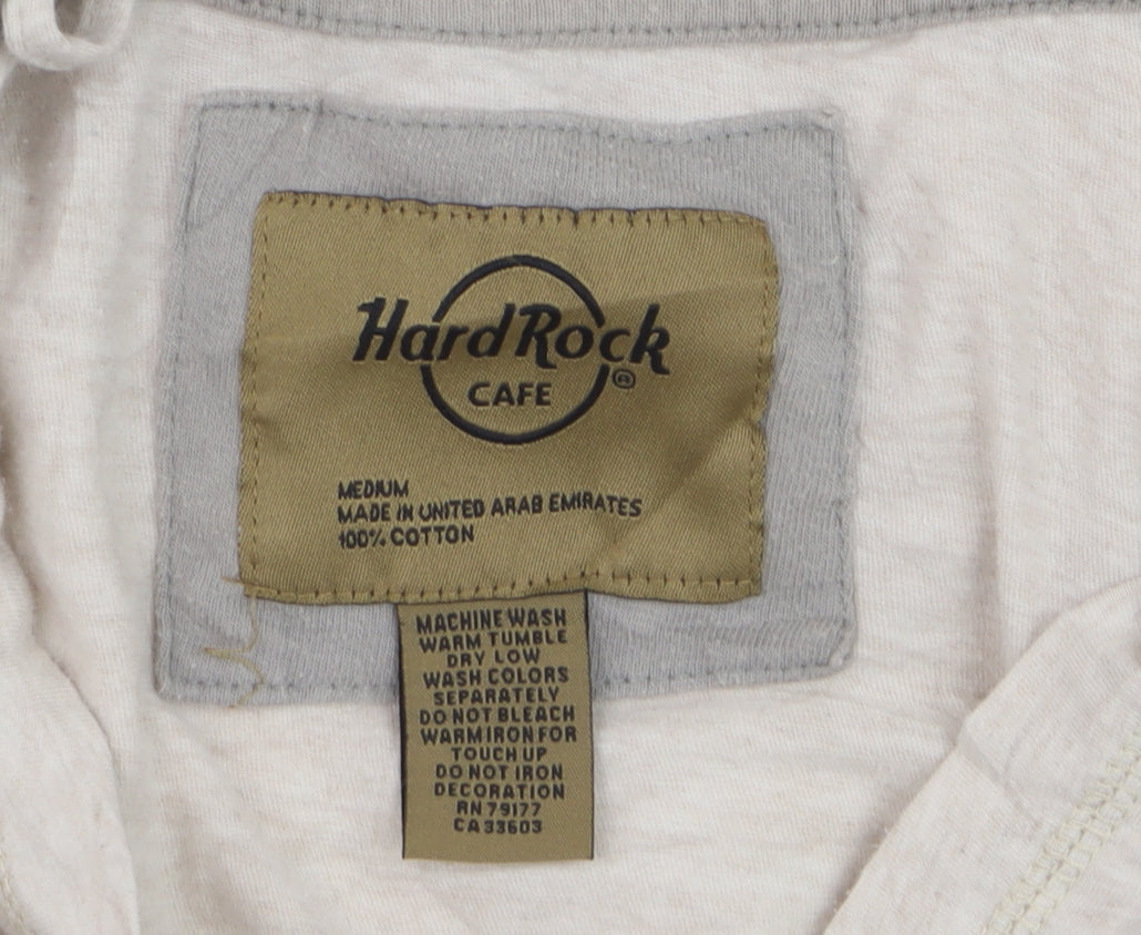 Hard Rock Cafe Womens Beige Pullover Hoodie Medium Cotton