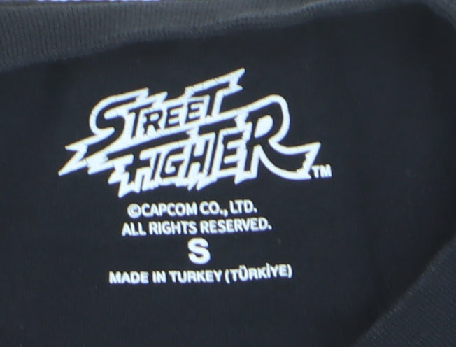 Street Fighter Black Men's Short Sleeve Cotton T-Shirt Size S