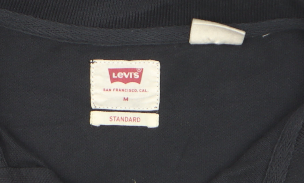Levi's Men's Black Cotton Polo Shirt M Regular Fit